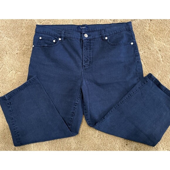 Chaps Est. 1978 Women’s High Rise Dark Wash Jean Capri Size 14 Preppy Chic - Picture 1 of 8